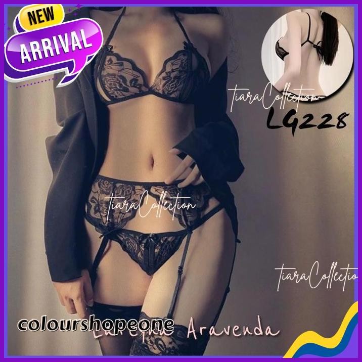 SET LINGERIE BRA CD + GARTER BELT + STOKING NAUGHTY GIRL LG228 BEST SELLER