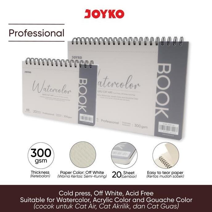 

Joyko WATERCOLOUR BOOK / Kertas Buku Cat Air Lukis Acrylic A6 A5 A4 Joyko WLBK-2600