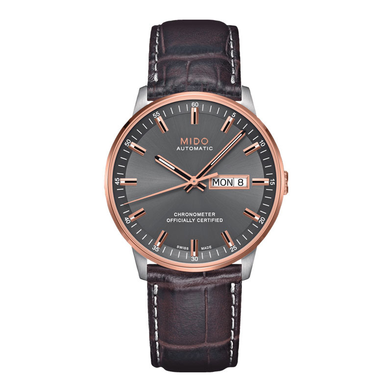 Jam Tangan Pria MIDO Commander M021.431.26.061.00 COSC Chronometer Automatic Black Dial Brown Leathe