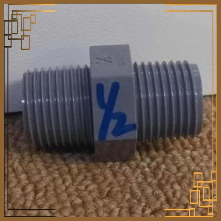 [TSJ] double nepel 1/2" inch dim pvc double neple double drat luar 1/2"