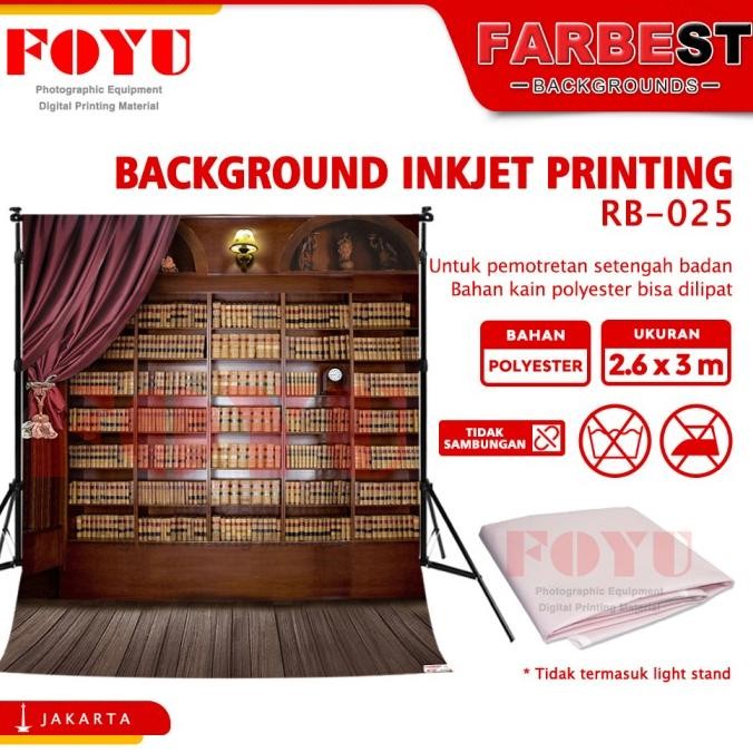 Murah Background Foto Inkjet Uk. 2.6x3 Mtr Wisuda Graduation Rak Buku RB-025 Non COD