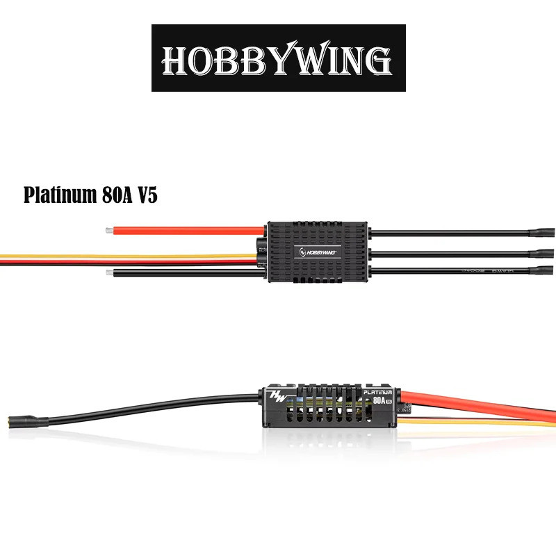 Hobbywing Platinum 80A V5 3-8s Pengontrol Kecepatan Elektronik Tanpa Kabel ESC untuk Drone RC Heli F
