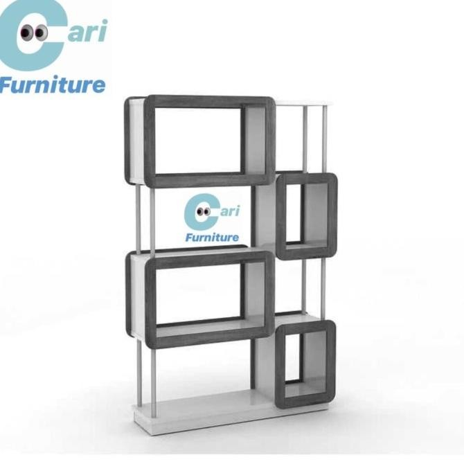 Murah Rak Buku / Bookcase / Partisi Penyekat Ruangan 2 sisi #carifurniture Non COD