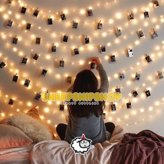 

] Paket Lampu LED Tumblr + Clip Photo / Lampu + Wooden Clips / Klip Foto