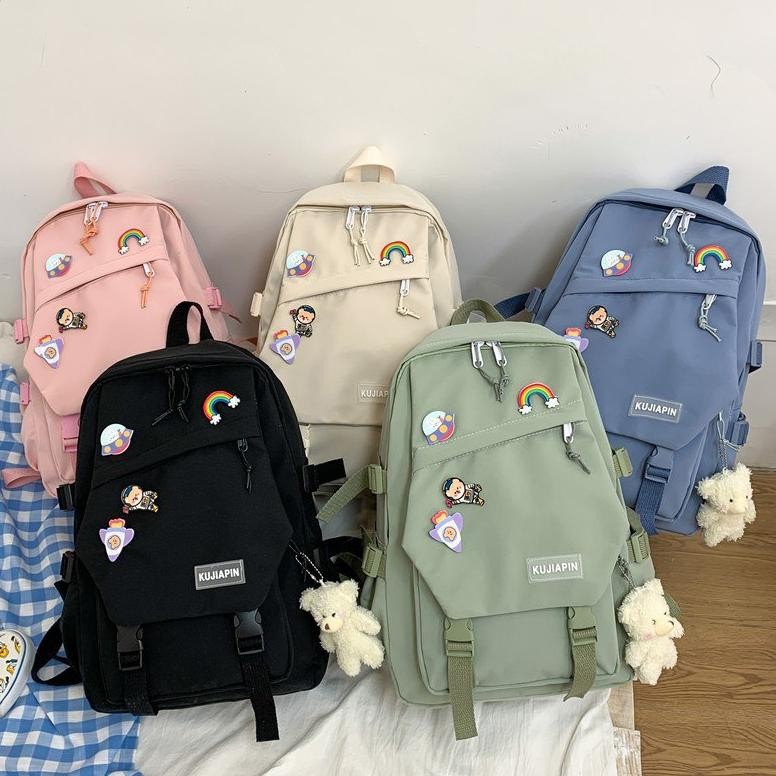 BISA COD TAS Ransel Backpack Wanita Fashion Korea Import K0115 3020 Anti Air Sekolah Kuliah Kerja Te