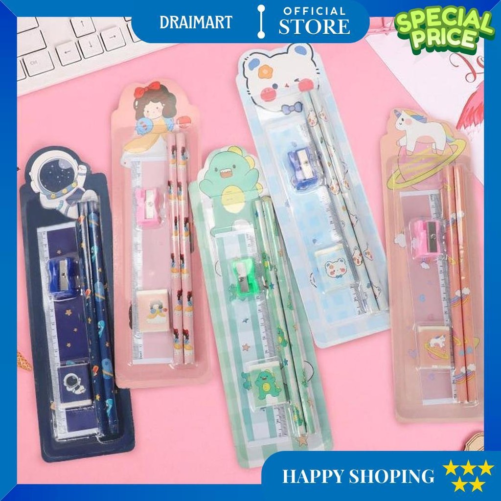 

Alat Tulis Set Mini Stationary Set Pensil 5 In 1 Motif Karakter D Termurah