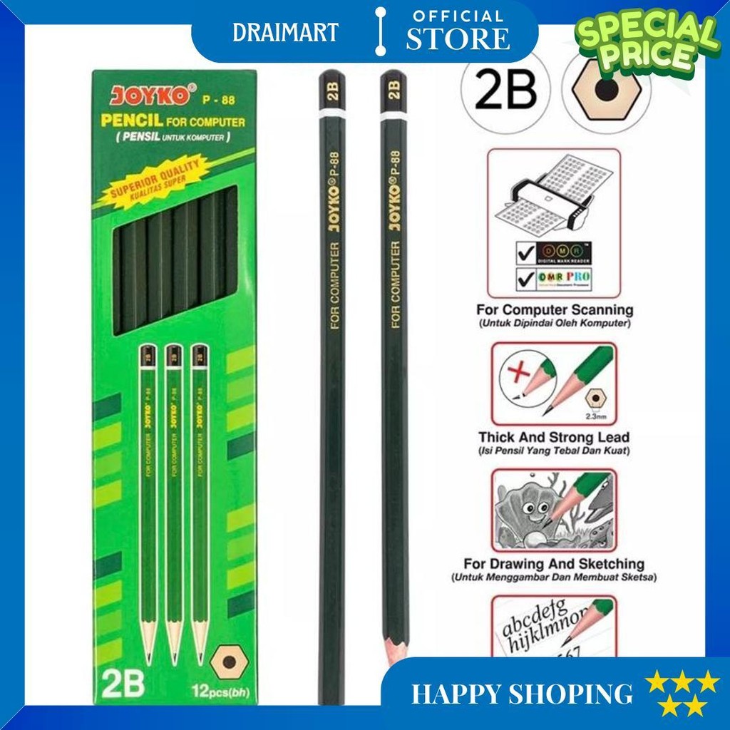 

Pensil 2B Joyko P-88 - 1 Lusin 12 Pcs D Termurah