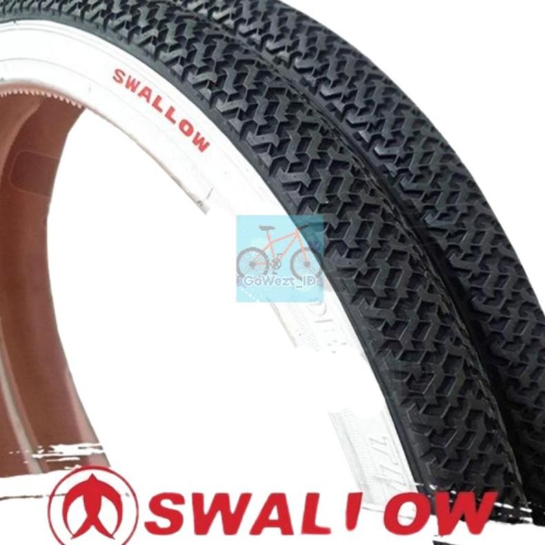 uk-12 Ban Luar Sepeda Ukuran 20 x 1.75 Swallow List Putih Lipat Minion Mini Hitam Putih | High Quali