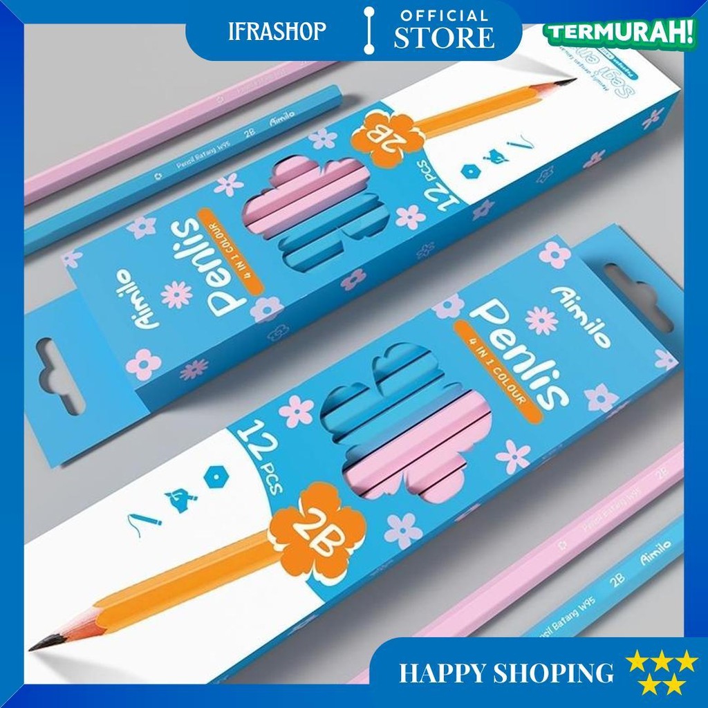 

Paus Biru - 12Pcs/Kotak Pensil 2B Graphite Pensil Alat Tulis Sekolah Pensil 1 Pack D Gratis Ongkir
