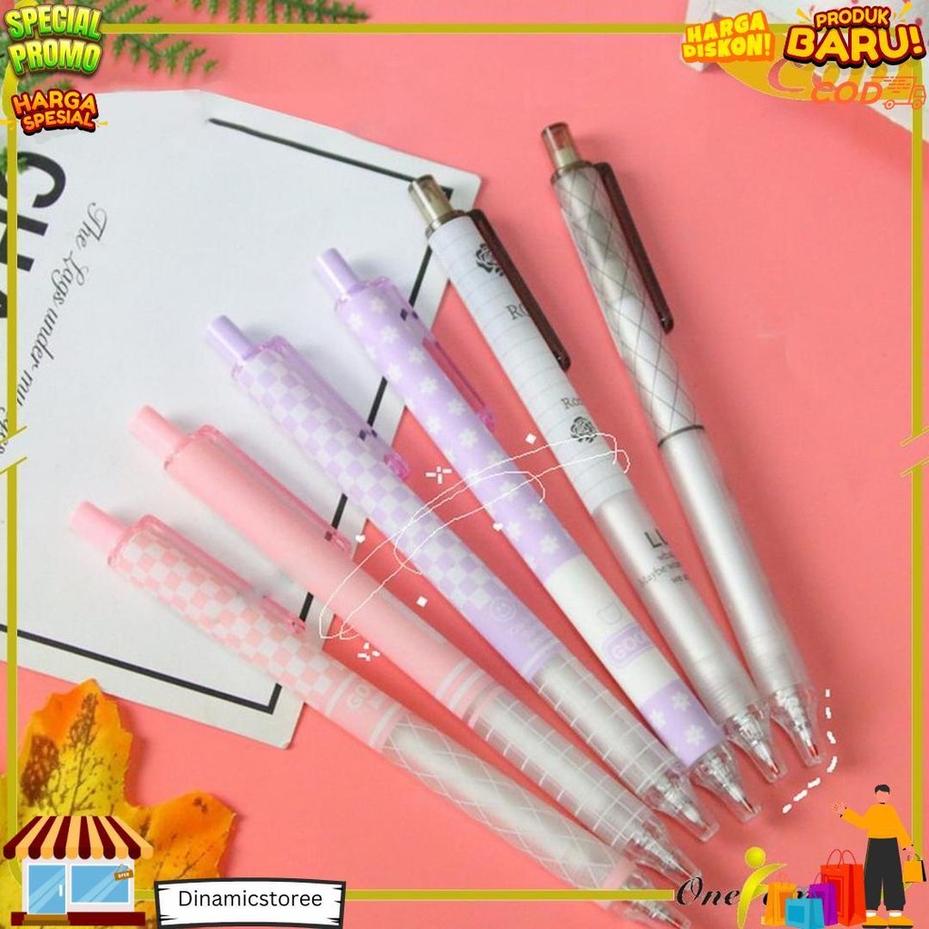 

One-A69 Pulpen St Set 6In1 Motif Bunga 0.5Mm / Pena Mekanik Alat Tulis Perlengkapan Sekolah / Retractable Pen Karakter Set / Pulpen Cetek Import D Termurah