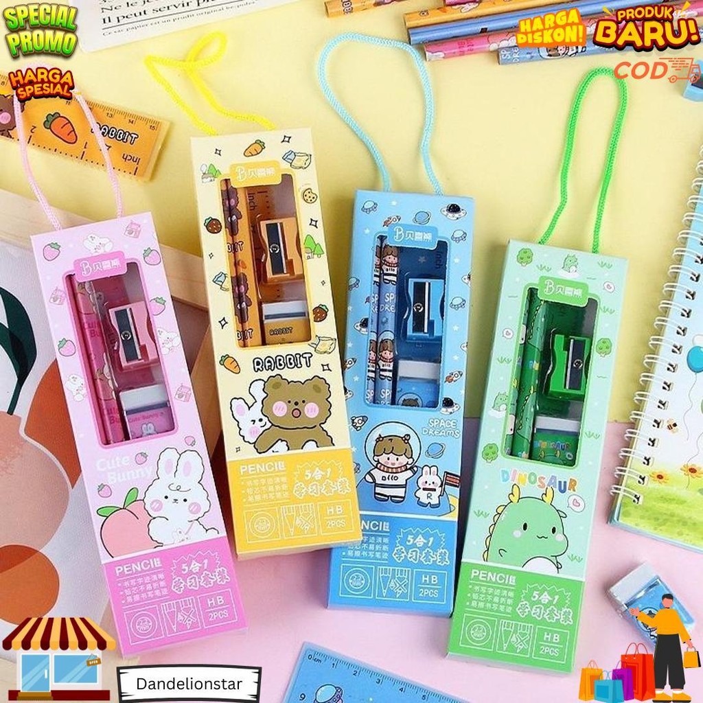 

Hc Stationery Set 5 In 1 Alat Tulis Anak Sekolah Penghapus Penggaris Pensil Serutan Karakter Lucu Set Alat Tulis Anak Motif Kartun D Best Seller