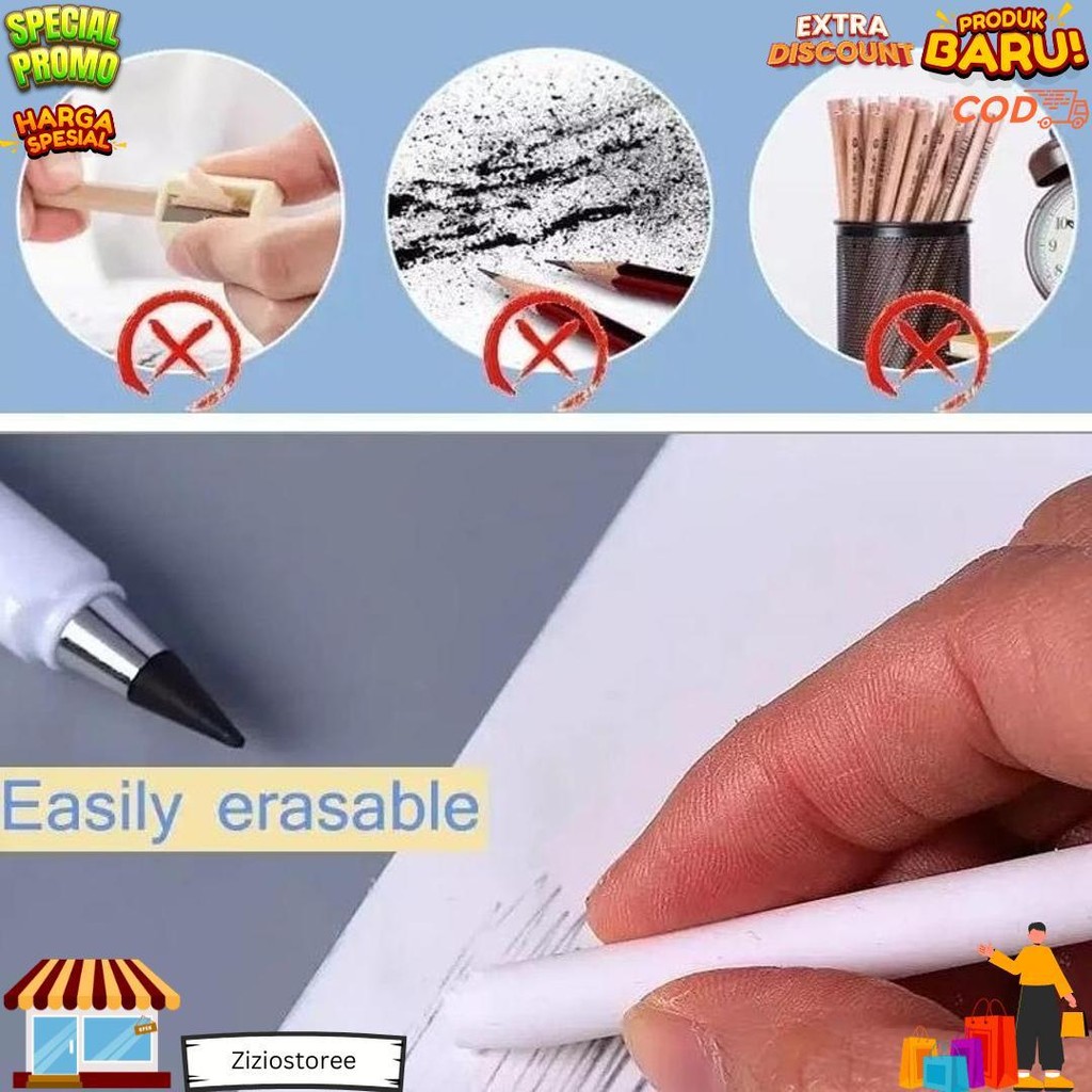 

Cn - Pensil Abadi Premium + Penghapus / Pensil Eternal+ Eraser Tanpa Batas / Pensil Tidak Bisa Habis D Best Seller