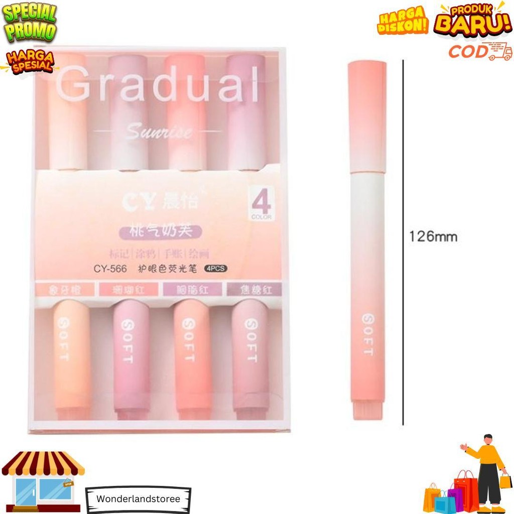 

1 Set Isi 4 Highlighter Graduasi Warna Soft Lembut Aesthetic Stabilo/ 1 Set Stabillo Sketch Marker Art Painting/ Spidol Pen Marker Warna Gradasi Painting Multifungsi D Best Seller