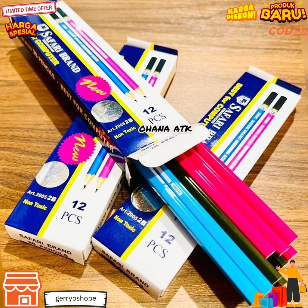 

(1Pack) Pensil Pencil Safari 2005 2B 1 Box 12 Pcs D Promo Puncak