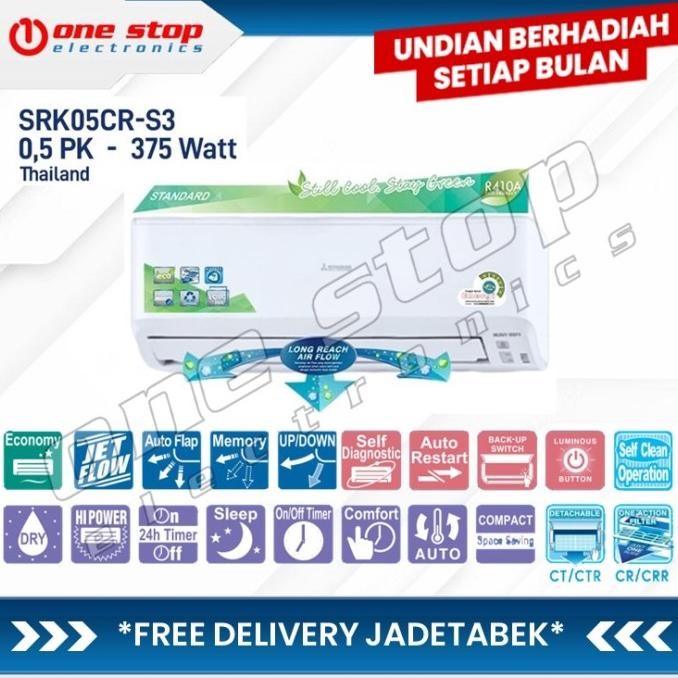 Murah MITSUBISHI SRK05CR-S3 / SRK 05CR AC Split Standard 0.5PK Thailand Non COD
