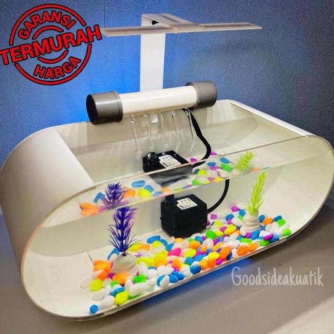 AKUARIUM MINI FULLSET AIR TERJUN UKURAN MINI 30x11,5x12cm Akrilik aquarium aquascape full set paluda