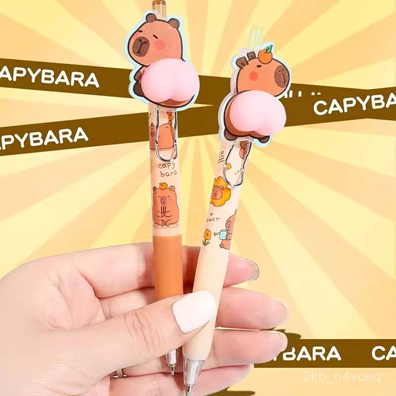 

Cartoon Capybara Butt Pressing Neutral Pen Funny Writing Pens Quick-Drying Writing Smooth Kawaii Pens Aesthetic Stationery BDNJ