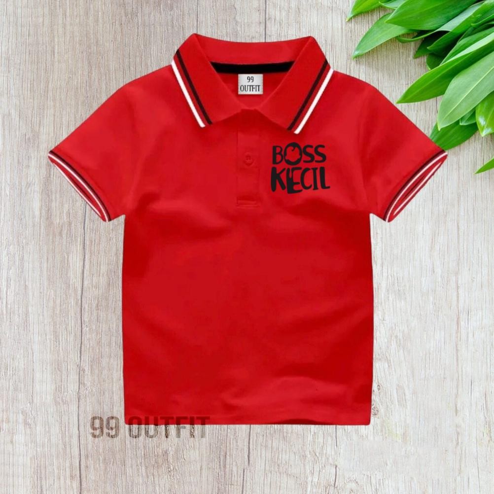 Kaos Kerah Wangky Anak Usia 2-10 Tahun Motif Boss Kecil /Baju Polo Anak Tangan Pendek