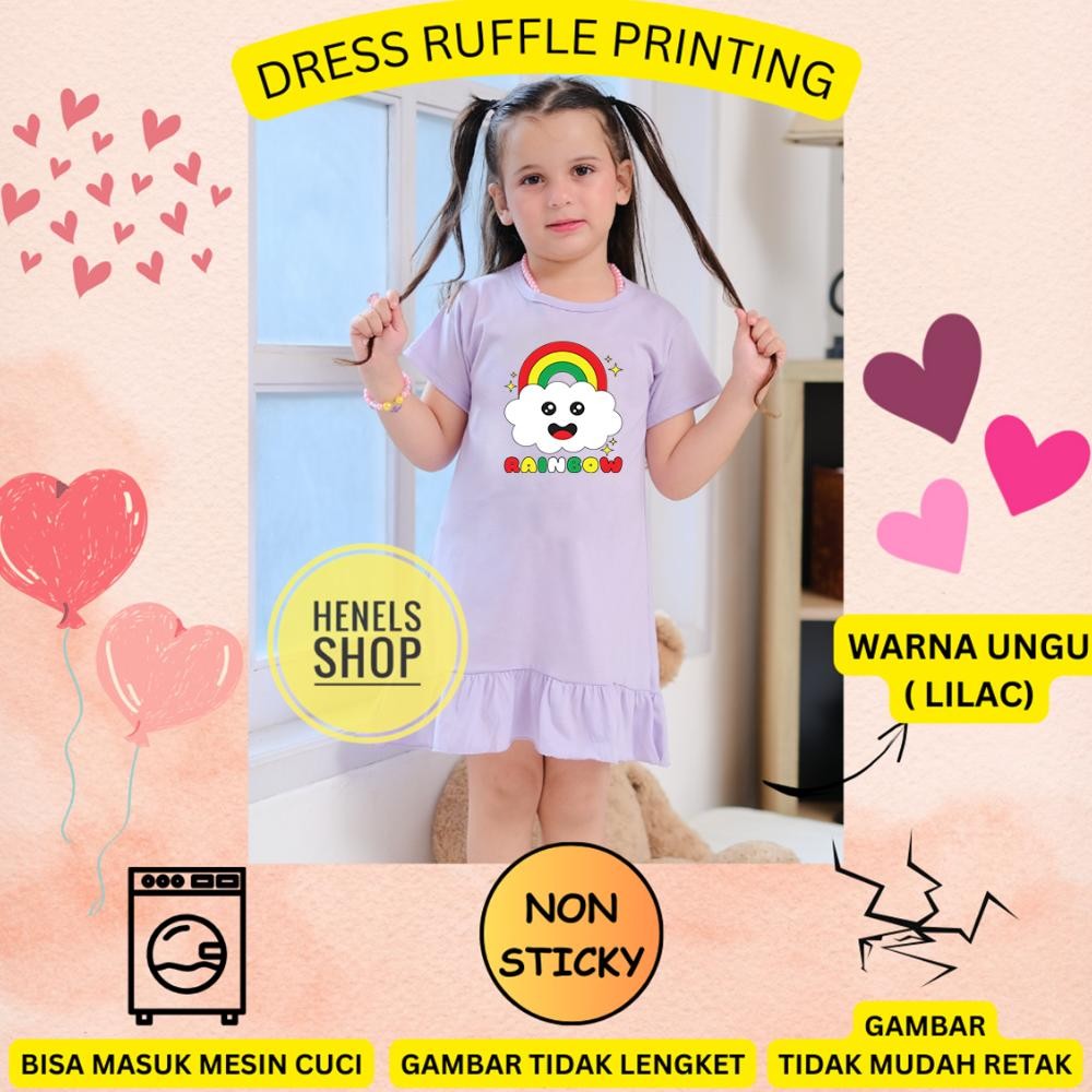 Dress Anak Perempuan Katun Usia 3 - 5 Tahun Dress Daster Anak Perempuan Printing Print Dtf Princess