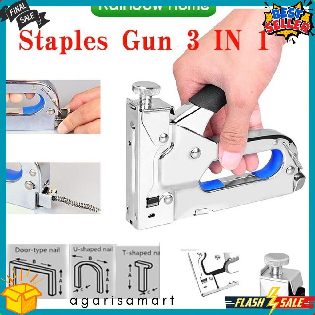 

Staples Gun Tacker Mollar 3 In 1 / Staple Jok Tembak Hekter 3 Way Dapat 3 Jenis Paku/3 In 1 Staples Gun Tacker Mollar Diskon Setengah Harga