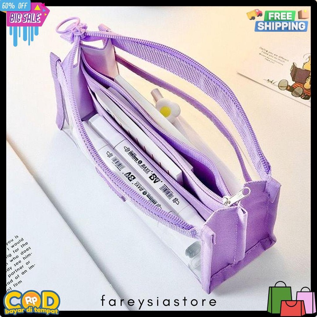

[Miloli] Kotak Pensil Lechengcai Tempat Pena Kosmetik Kapasitas Besar Pvc Transparant Stationery - F0209 Diskon