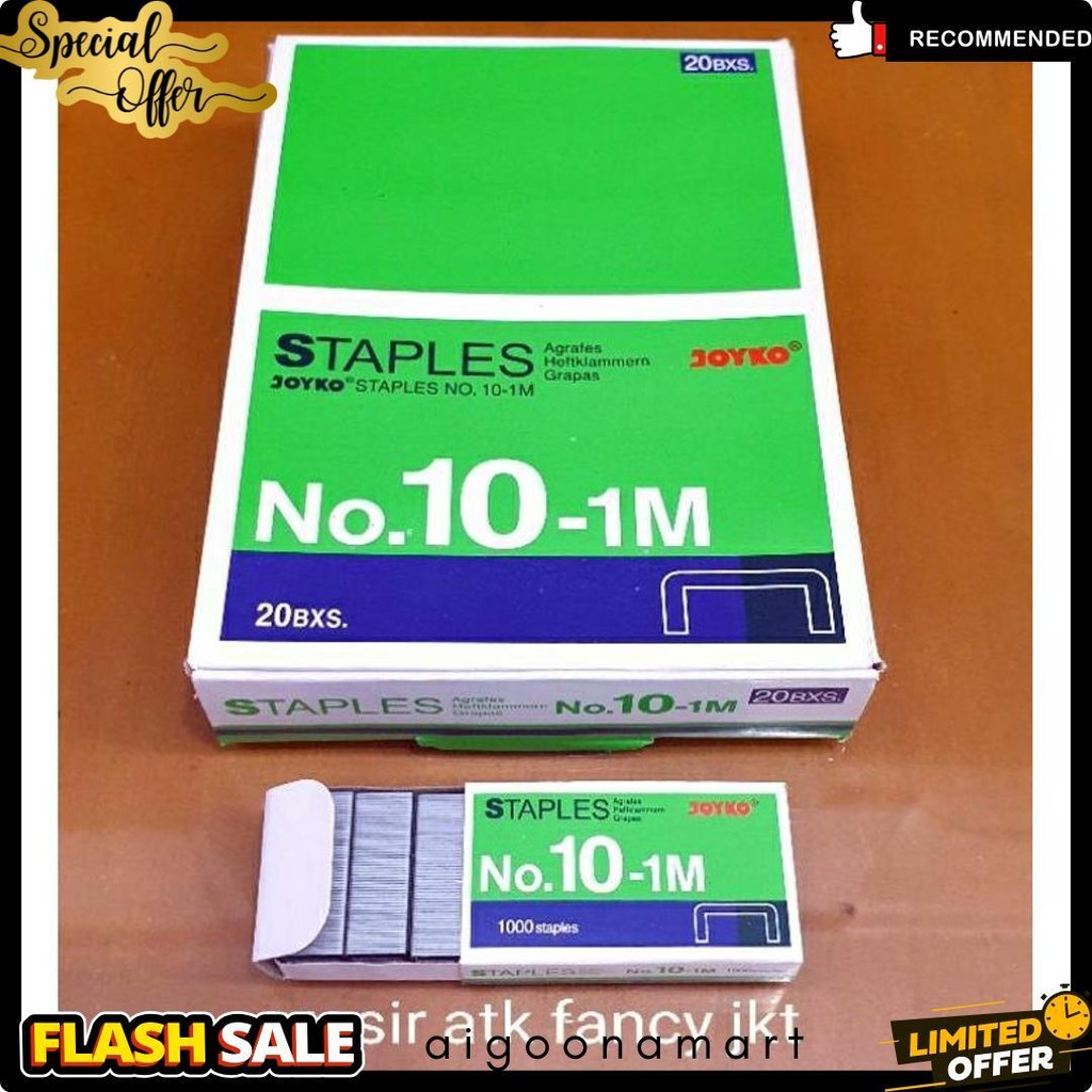 

( 1 Dus = 20 Pak Kecil ) 10-1M Staples Steples Isi Stapler Stepler Neces Joyko No. 10 - 1M Kecil Terlaris! Produk Ini Banyak Dicari