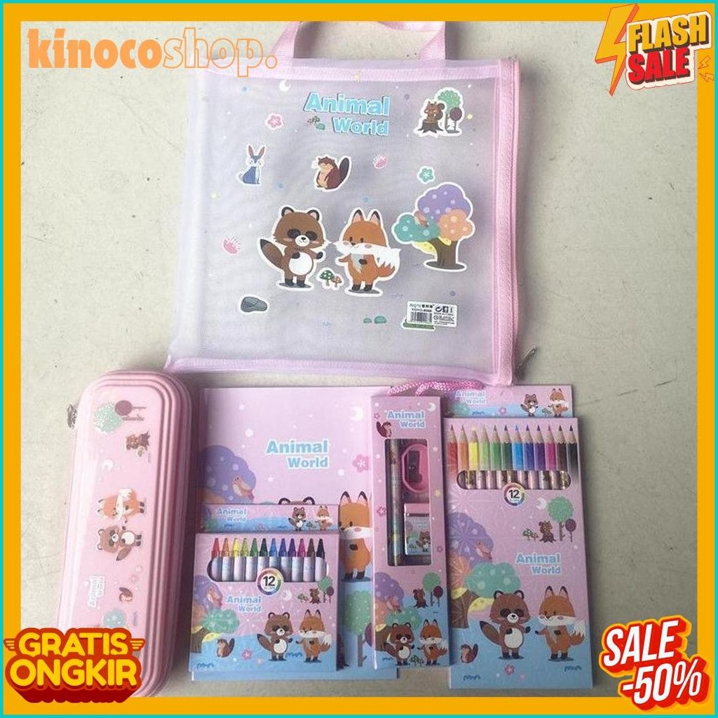 

[Serbalakuofficial](Ktps.11)Kotak Pensil Sett / Study Set Stationery Set Alat Tulis Sekolah Anak Set Atk Motif Diskon