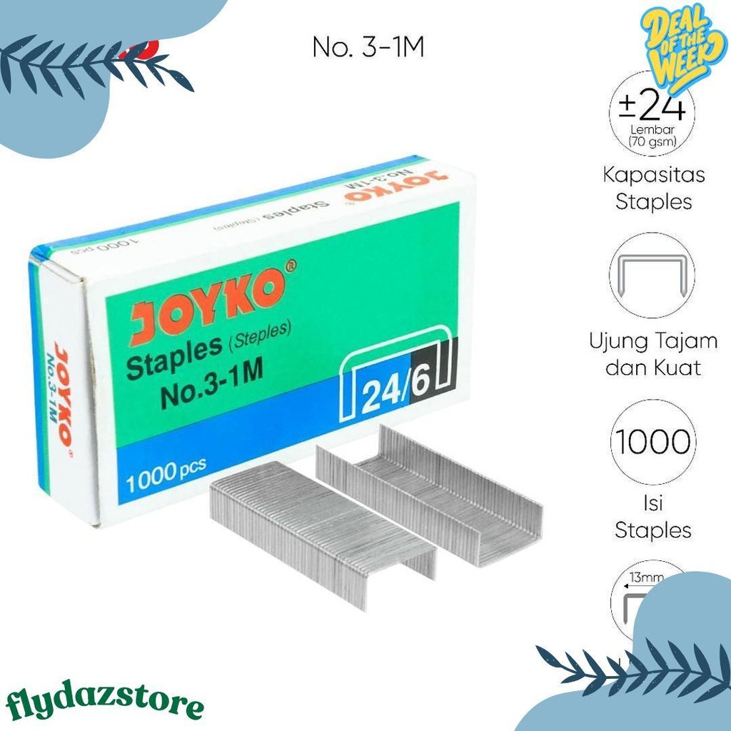 

Joyko Staples No.3 Isi Stepler Besar Hekter Joyko No.3-1M [20Pcs] Diskon