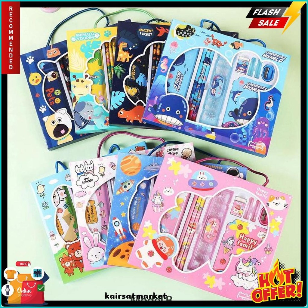 

Alat Tulis Set Paket Komplit 7 In 1 / Stationery Complete Lengkap / Kotak Pensil Anak / Souvenir Hadiah Kado / Sekolah Karakter Kartun Lucu Animal Hewan / Perlengkapan Tulis / Tempat Pensil Terlengkap Dan Termurah