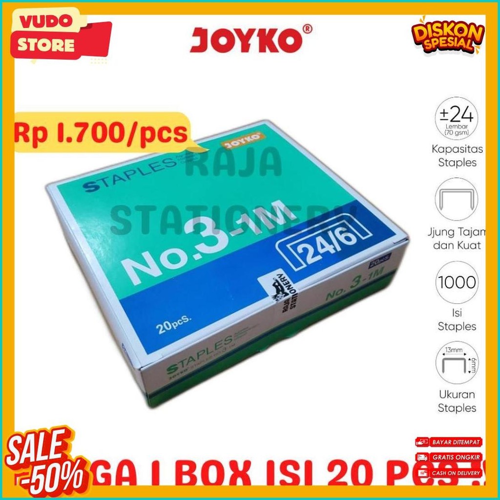 

Joyko Staples No.3 Isi Stepler Besar Hekter Joyko No.3-1M [20Pcs] Diskon