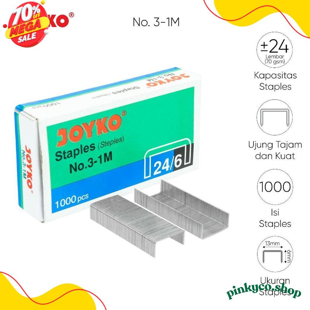 

Joyko Staples No.3 Isi Stepler Besar Hekter Joyko No.3-1M [20Pcs] Flash Sale! Diskon Hingga 70%