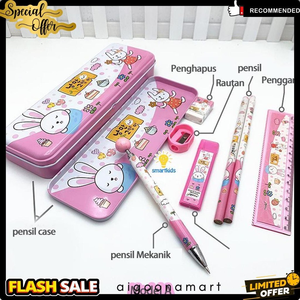 

Alat Tulis Set Paket Komplit 7 In 1 / Stationery Complete Lengkap / Kotak Pensil Anak / Souvenir Hadiah Kado / Sekolah Karakter Kartun Lucu Animal Hewan / Perlengkapan Tulis / Tempat Pensil Diskon