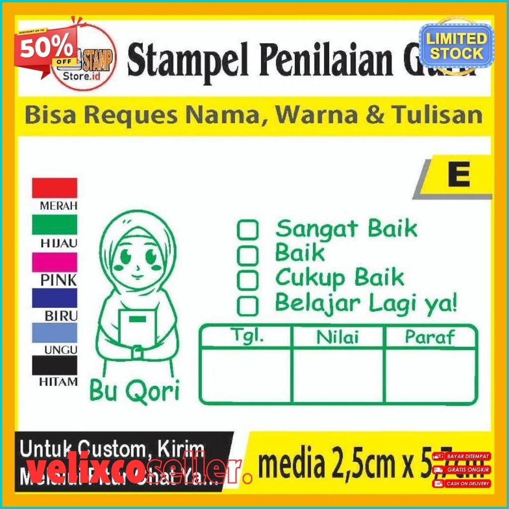 

Stempel Penilaian/Ganti Nama, Gambar Dan Warna/Cap Guru/Stampelbuguru Terlaris! Produk Ini Banyak Dicari