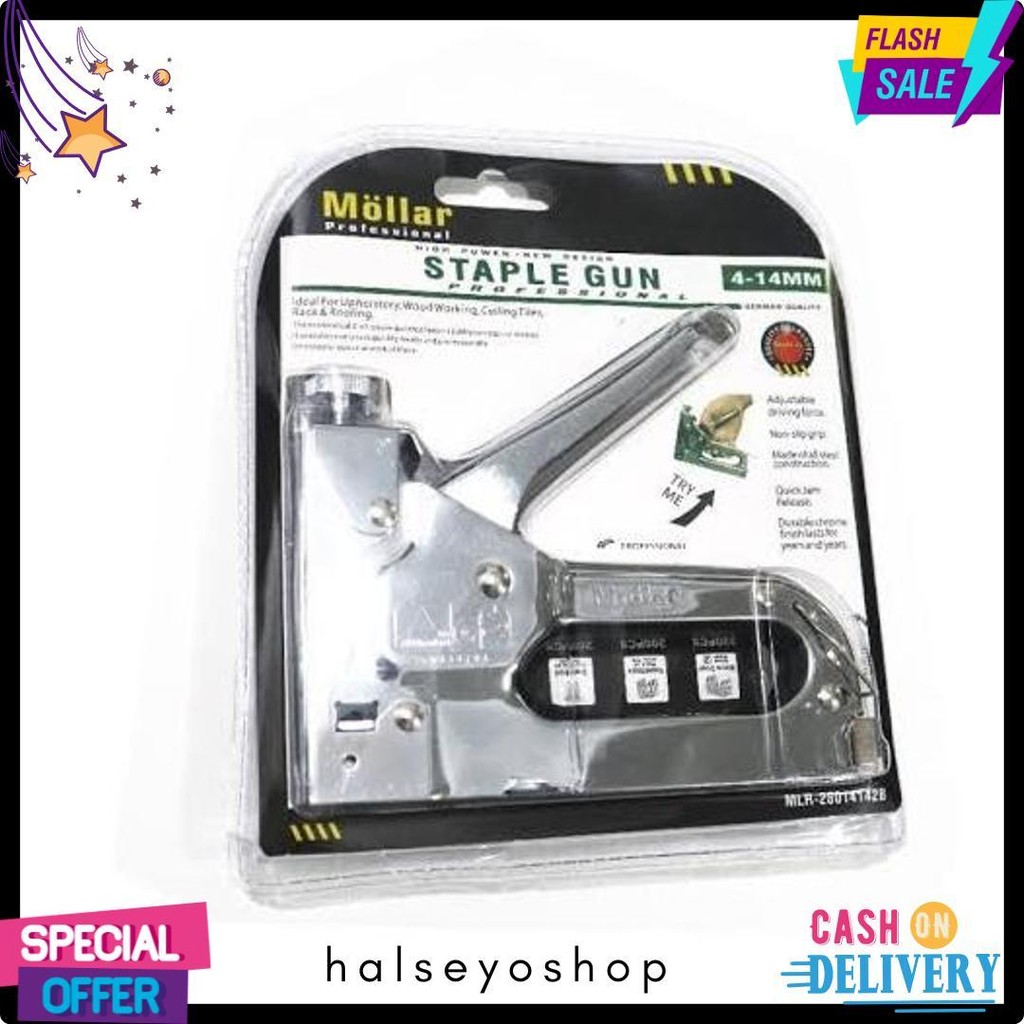 

Gun Tacker Alat Staples Dan Paku Tembak 3In1 / Staple Gun Mollar 4-14Mm / Stapler Tembak Manual Diskon