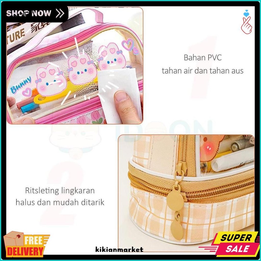 

Idoon Pencil Case Transparan Korea Tempat Pensil Besar Dua Lapis Kotak Pensil Tempat Pola Hewan Lucu Diskon Setengah Harga