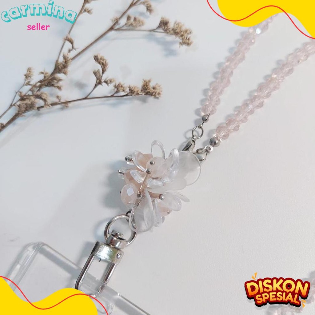 

[Lalaluna] Lanyard Crystal Beads Aesthetic | Gantungan Id Card Kantor - Bloom Terlengkap Dan Termurah