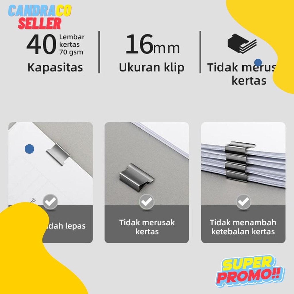 

Nusign Fastener / Binder Clip / Penjepit Kertas Otomatis Gratis 8 Buah Clip Ns085 Diskon Setengah Harga
