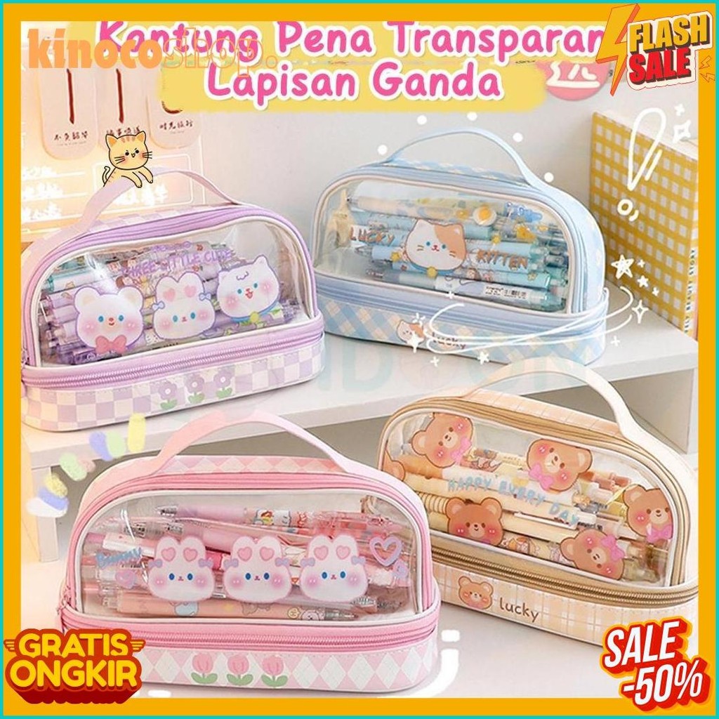 

Idoon Pencil Case Transparan Korea Tempat Pensil Besar Dua Lapis Kotak Pensil Tempat Pola Hewan Lucu Terlengkap Dan Termurah