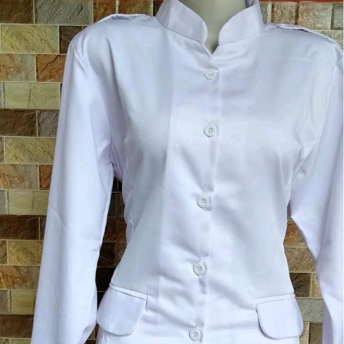 SERAGAM PDH PUTIH KRAH SANGHAI SAKU BAWAH BAJU PDH PUTIH PPPK CEWEK Panjang Kerja