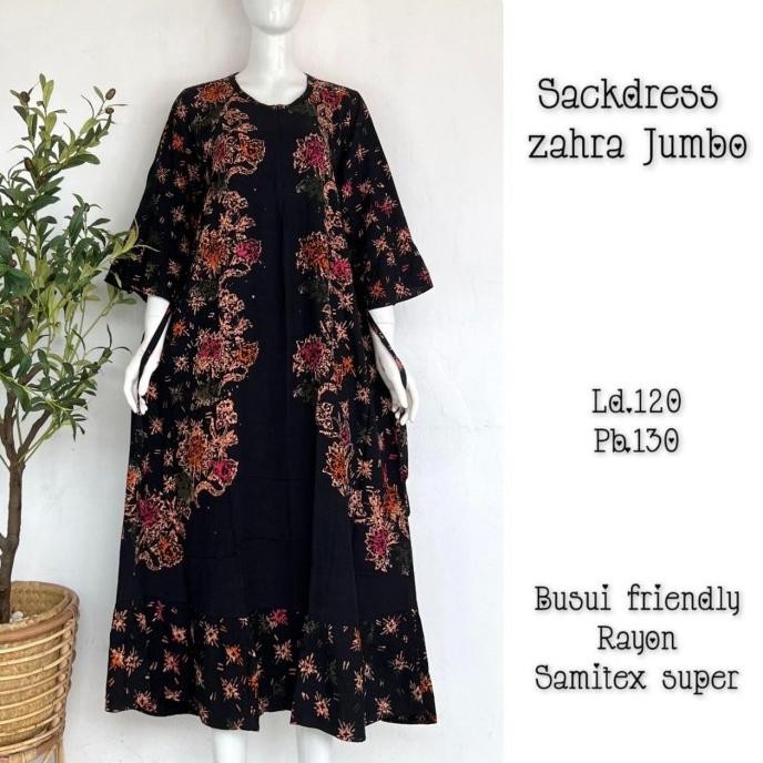 Sekdress Zahra jumbo daster batik cap multicolor ld 120 pb 130 rayon