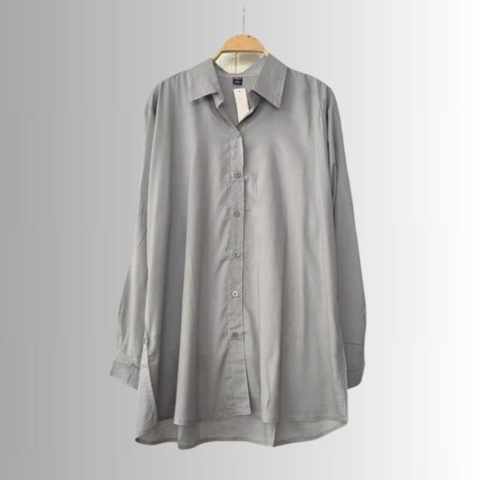 Sale Kemeja Polos Basic Jumbo Oversized Katun Rayon Ungu Tua - Lilac