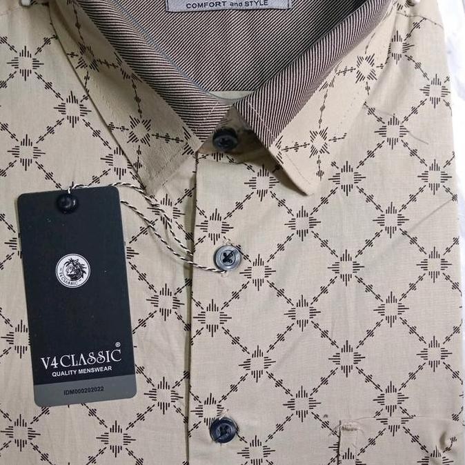 Sale Kemeja Pria Tangan Pendek Merk V4 Classic Kode 03