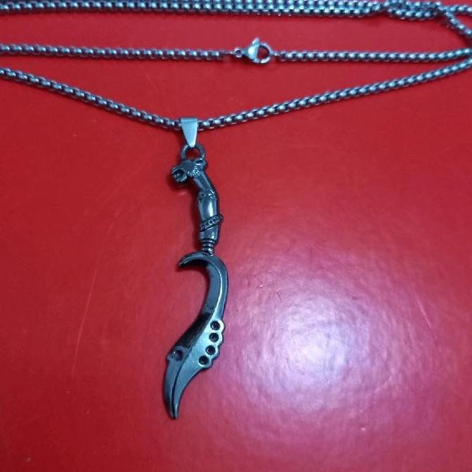 ```````] kalung liontin kujang sunda hitam