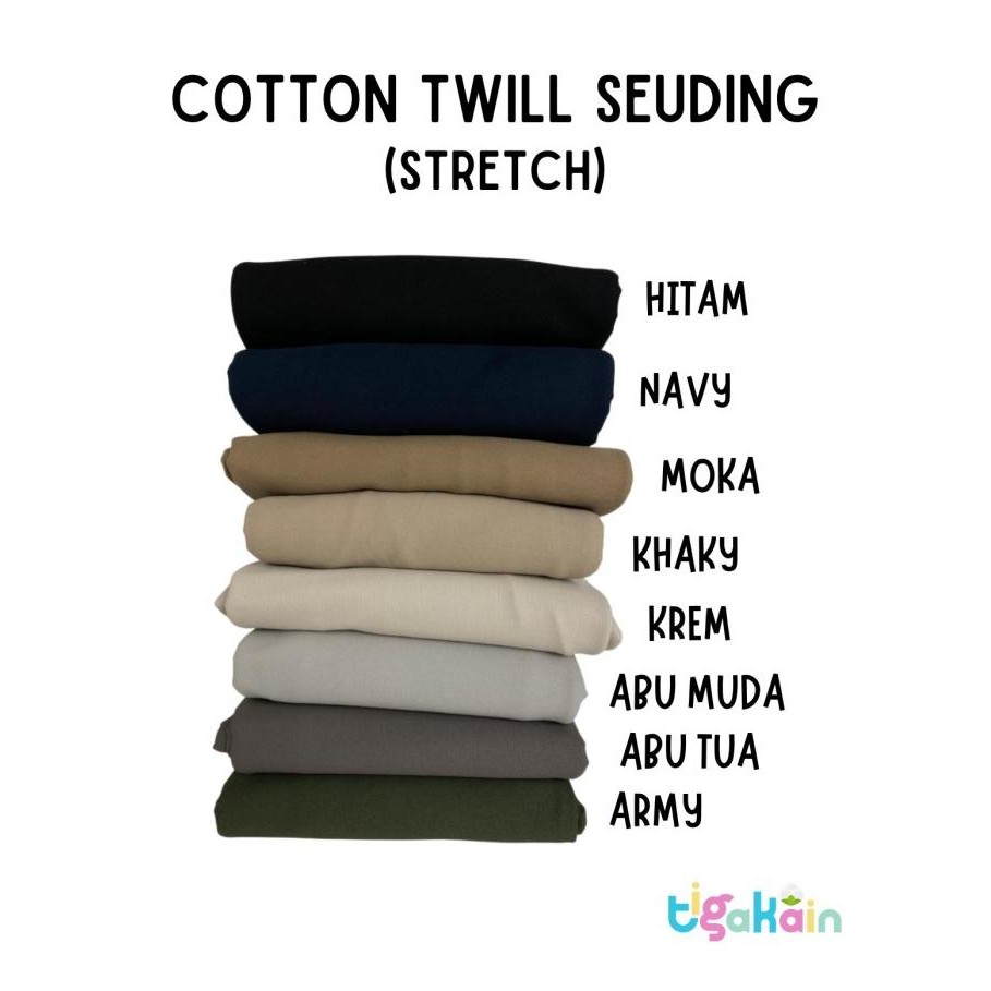 New 1 Meter Cotton Twill Stretch Sweding / Katun Twill Stret/ Bahan Chinos