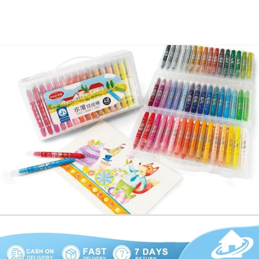 

48 Warna Crayon Grasp / Crayon Grasp Mata Sedang / Silky Crayon / Water Soluble Crayon / Krayon Warna