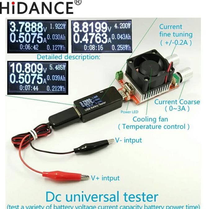 ] Tester baterai DC universal 18650 lithium nimh-usb tester multimeter
