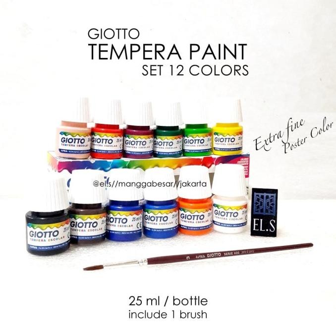 

Baru Giotto Tempera Paint 25 Ml Set 12 Warna ( Cat Poster ) Premium
