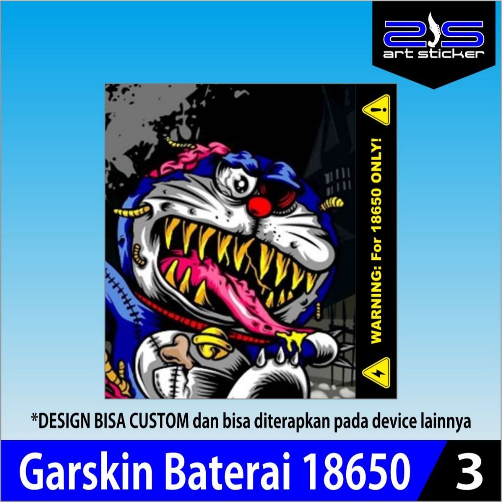 

*PromoGet2* Stiker Wrap Baterai 18650 Pelindung Penghias Odb V4 Zombie Doraemon Stiker Garskin HP/Case Custom Dan COD