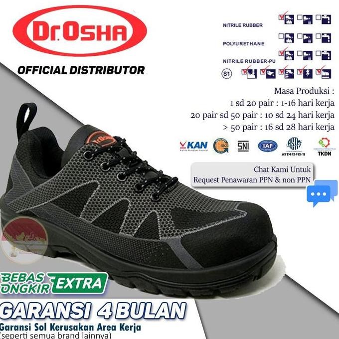 Dr Osha Safety Shoes / Sepatu Safety Wolfar Lace Up 9107 - Rubber PU