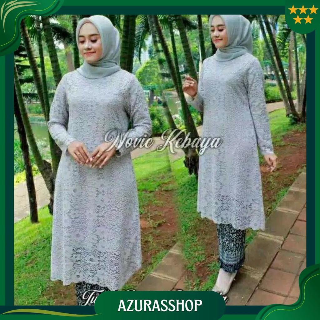 Set Kebaya Tunik  Brukat Modern / Kebaya Modern / Kebaya Brukat / Kebaya Putih Best Seller